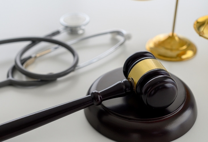 gavel and a stethoscope